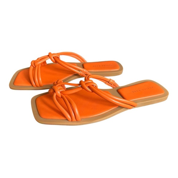Azalea Wang NWOB Women’s Stetson Knotted Strappy Square Toe Sandals in Orange 39 - Picture 1 of 8
